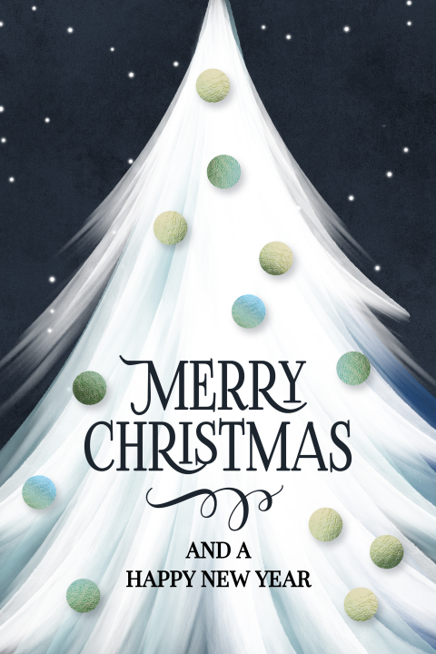 Kerstboom kerstkaart zwart wit