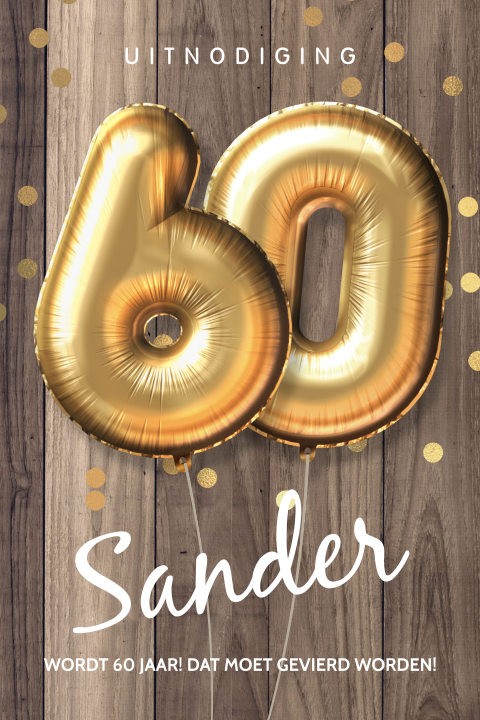 Uitnodiging 60 jaar gouden ballonnen