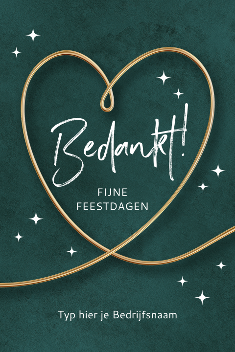 Stijlvolle zakelijke kerstkaart bedankt met hartje