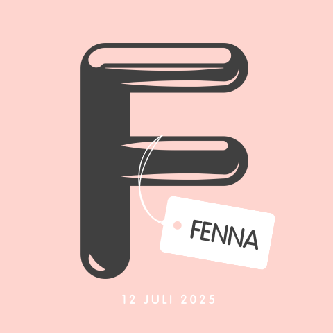 Geboortekaartje typografie letter initiaal roze