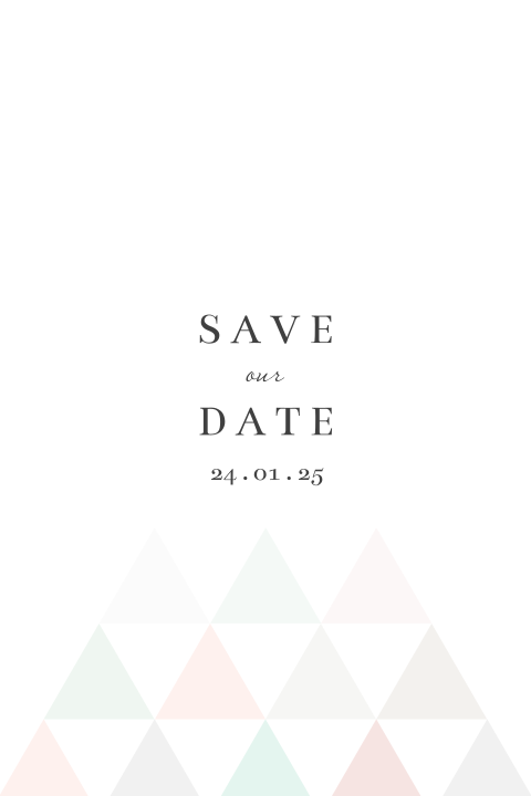 Save the Date kaart geometrische driehoekjes roze wit