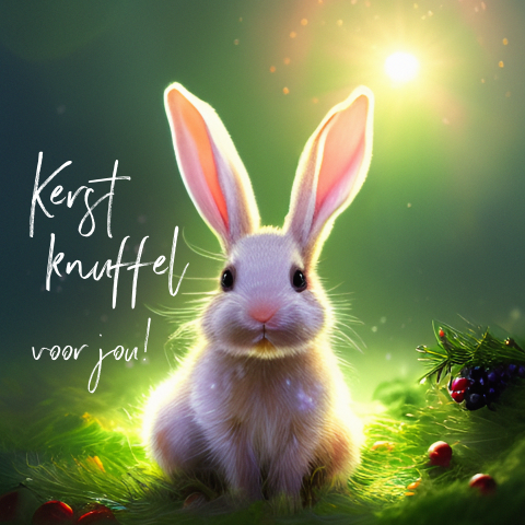 Kerstkaarten kerst knuffel schattig konijntje