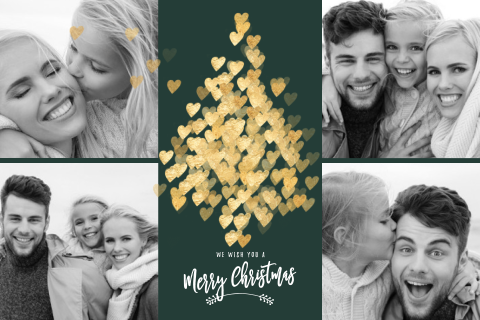 Kerstkaarten foto collage 4 foto's kerstboom