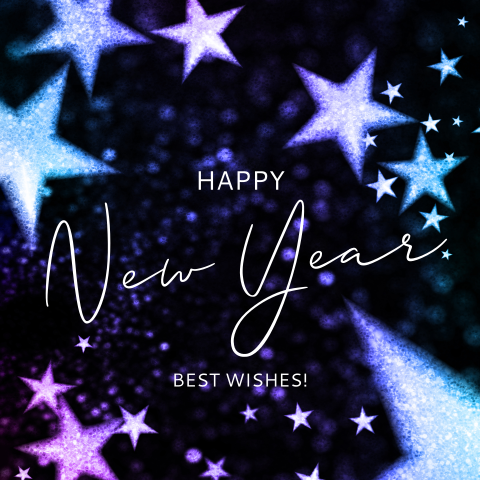 Happy New Year nieuwjaars kaart met sterren