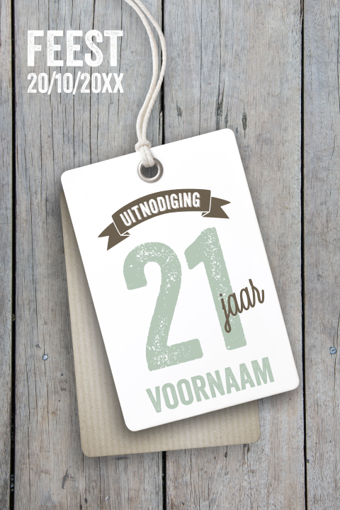 Mooie uitnodiging verjaardag kaart hout