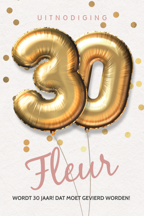 uitnodiging verjaardag 30 jaar cijfer ballonnen