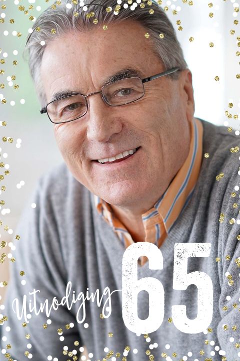 Uitnodigingen met foto 65 jaar (enkel)