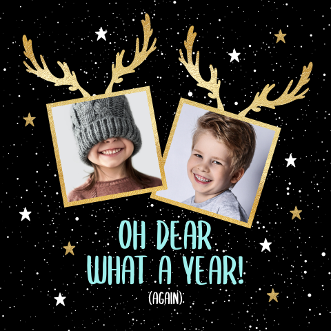 Grappige kerstkaarten maken met twee foto's gewei sterren