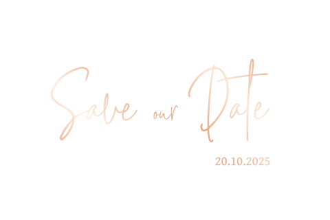 Chique save the date kaart foliedruk met rosé folie typografie