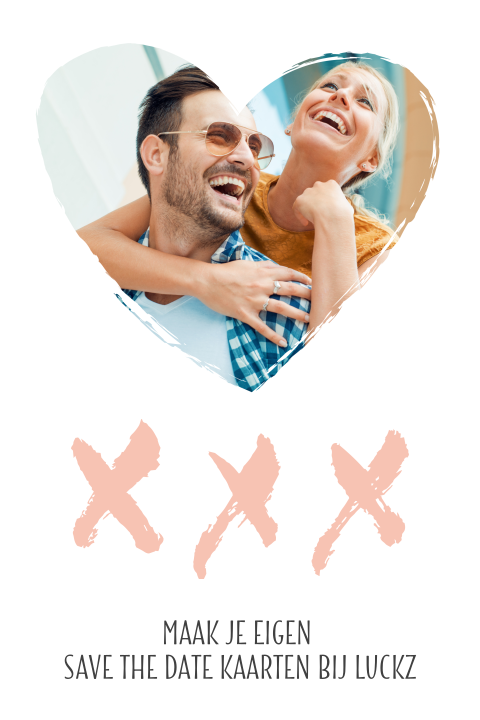 Save the date Foto kaart hart kusjes
