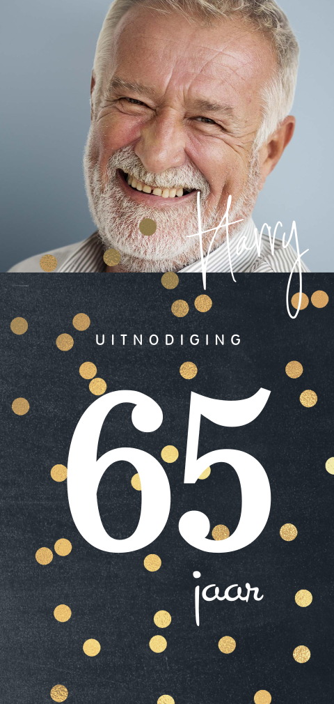 Uitnodiging 65 jaar verjaardag met foto