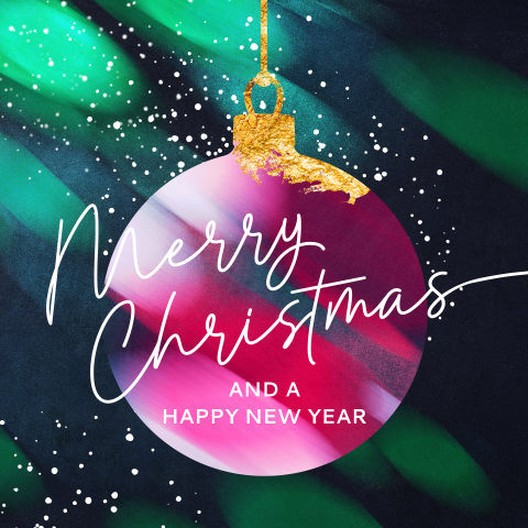 Prachtige Kerstkaarten met kerstbal in felle kleuren