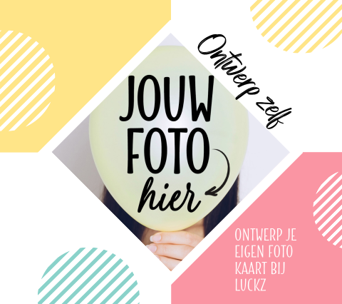 Vrolijke kaart eigen foto ruit