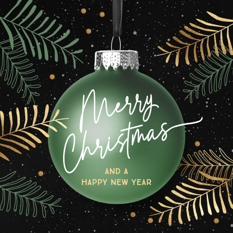 Chique kerstkaarten met kerst bladeren en takken goud zwart groen
