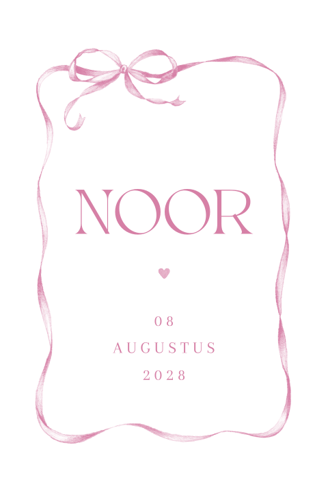 geboortekaartje meisje strik in originele vorm