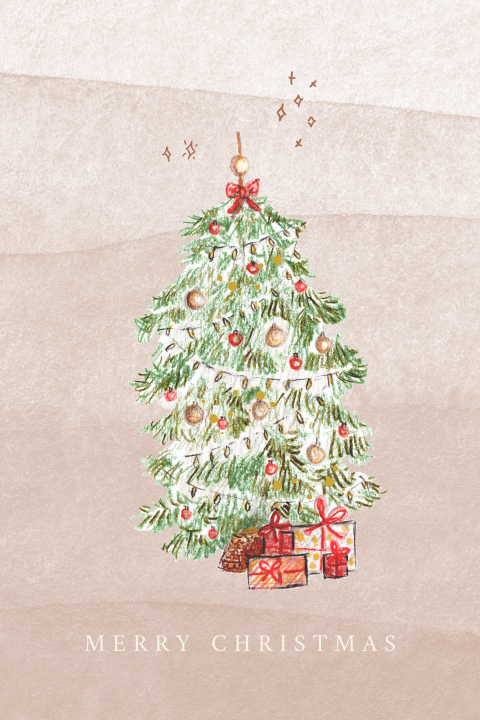 kerstkaart kerstboom pakketjes