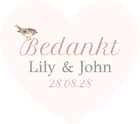 sticker hartje bedankt vogeltje blooming