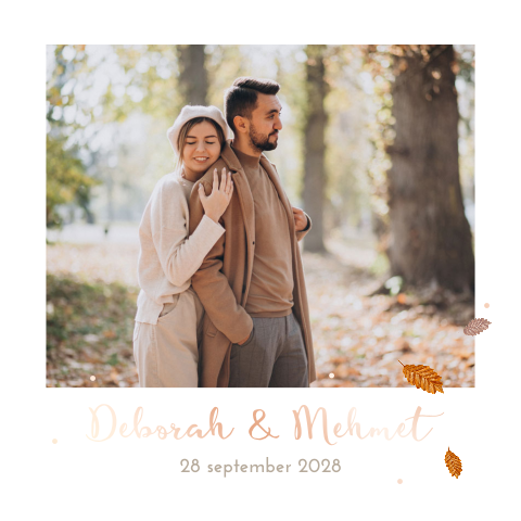 trouwkaart herfst blaadjes foto rosefolie