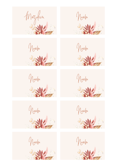 naamkaartjes bohemien droogbloemen