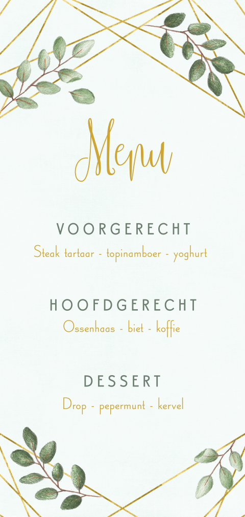 Modern menukaart Geometrisch Takje