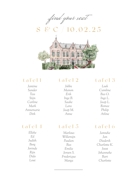 seatingplan chique trouwlocatie College Hotel