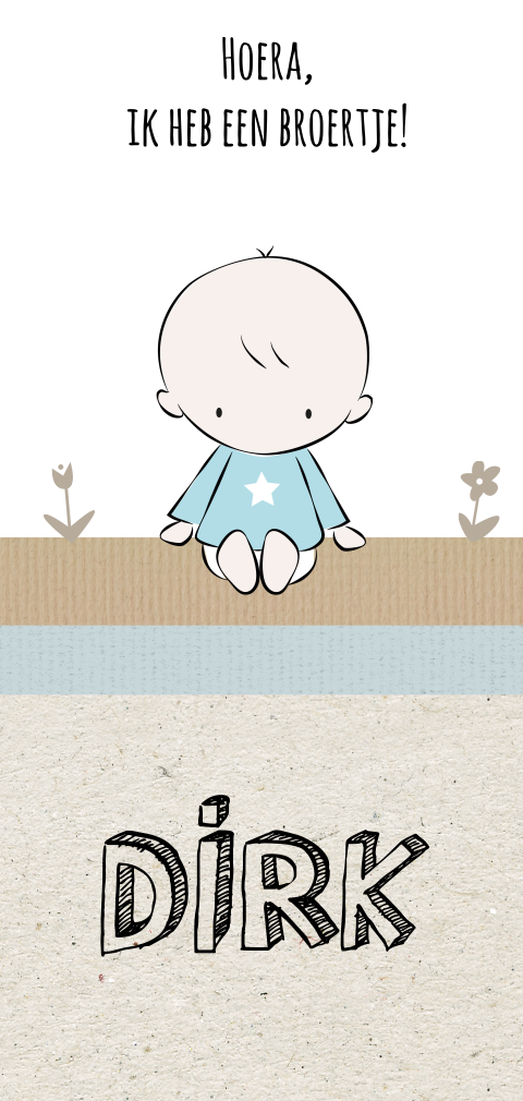 Enkele geboortekaart met tekening van baby