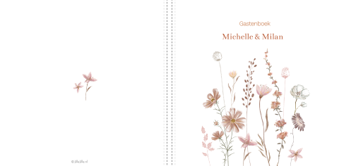 gastenboek bij huwelijk met geschilderde bloemen botanisch