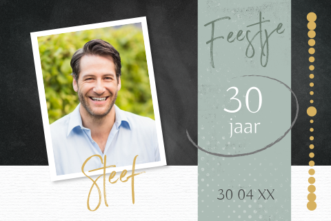 Stoere uitnodiging voor een feest met foto