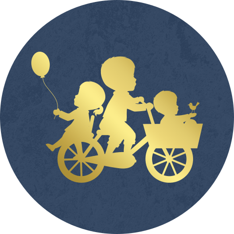 Sluitsticker met een silhouet jongen broertje-zus in foliedruk