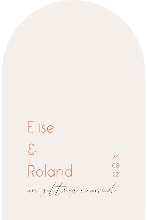 Stijlvolle minimalistische trouwkaart met boogvorm folie