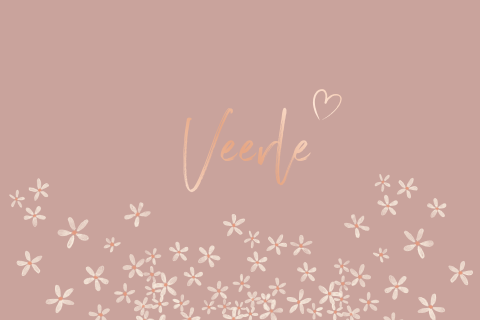 Roséfolie geboortekaartje getekende bloemetjes