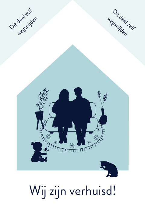 Leuke silhouet verhuiskaart in de vorm van een huis