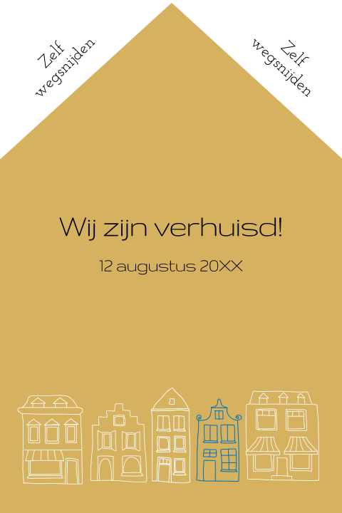 Verhuiskaart met huisjes zelf snijden