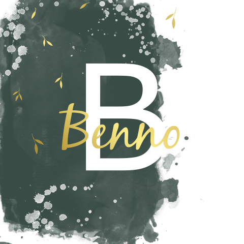 Folie geboortekaart waterverf en typografie blaadjes