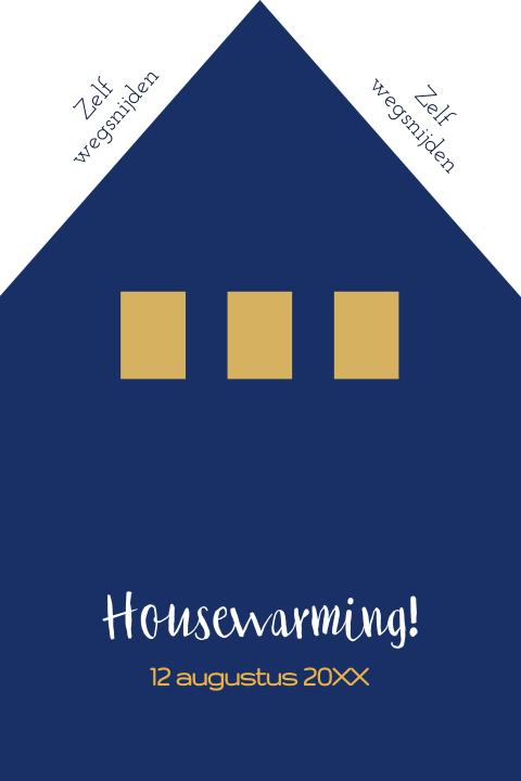 Staande diy verhuiskaart in de vorm van een huisje