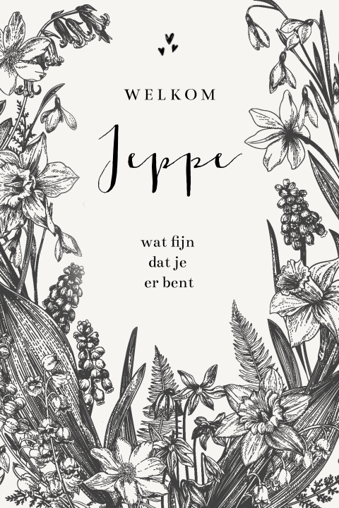 Vintage botanical geboortekaartje enkel