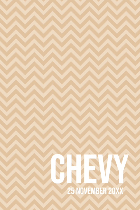 Trendy geboortekaartje zigzag patroon beige bruin