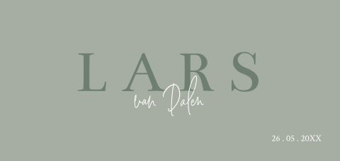 Geboortekaartje met vintage groene waterverf handgeschreven lettertype