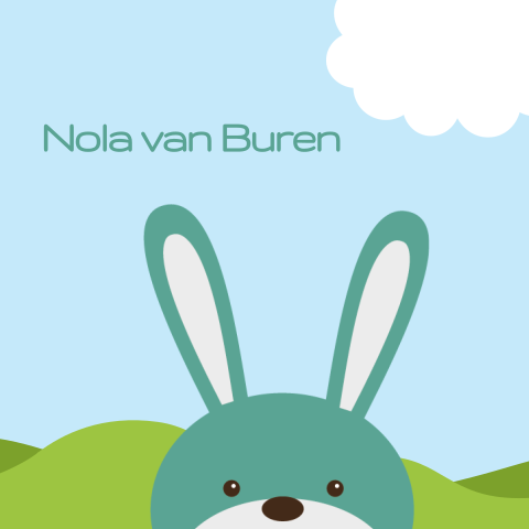 Lief geboortekaartje met konijn
