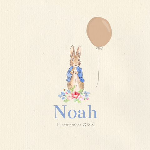 Tuinbord geboortekaartje Konijn Peter Rabbit