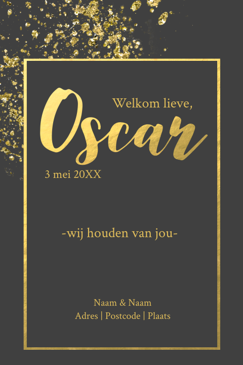 Geboortekaartje met goud