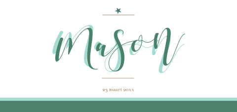 Geboortekaartje groentinten lettertype