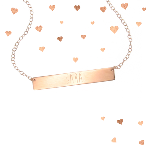Geboortekaartje met ketting en hartjes
