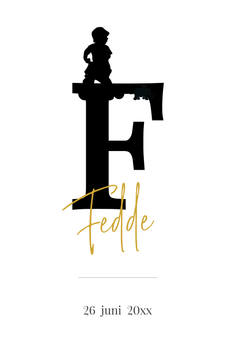 Poster met silhouet van kindje, driewieler op letter