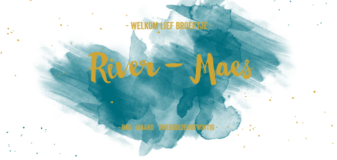 Geboortekaartje met waterverf in blauw en spetters