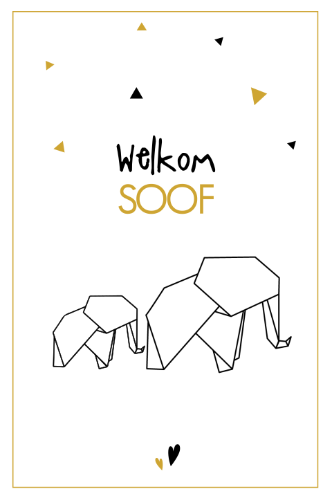Geboortekaartje met origami olifant
