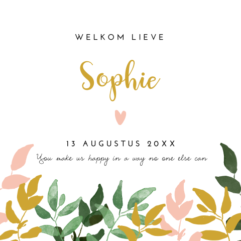 Lieve poster voor meisje in botanical stijl