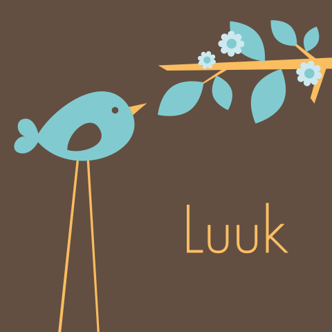 Geboortekaartje met vogeltjes en takje
