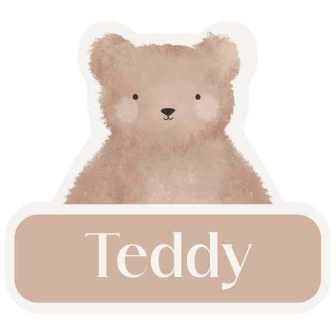 Tuinbord in originele vorm met een schattig beertje in beigetinten