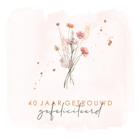Felicitatiekaart huwelijks jubileum bloemen
